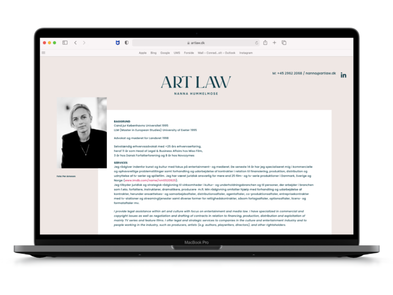 Artlaw hjemmeside case
